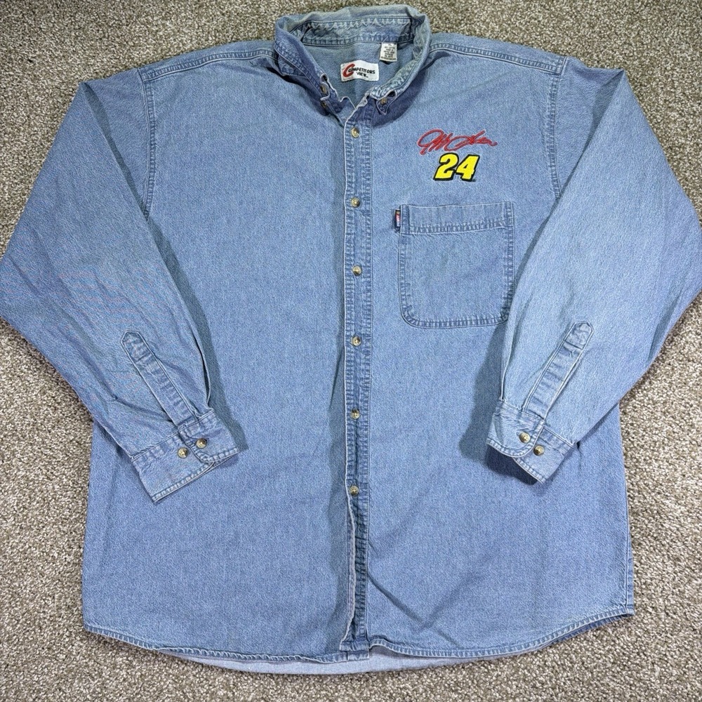 Vintage Denim Button Down NASCAR Jeff Gordon Competitors View Size XL Racing